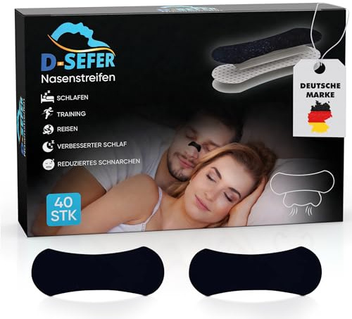 Nasenpflaster Schwarz gegen Schnarchen 40 Stück Extra Starke Anti schnarch Nasenstrips - 65x22mm schnarchstopper Besser schlafen und Atmen-nose strips für Sport Nasenstreifen lindert verstopfte Nasen