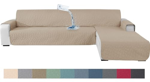 Ystyle Sofabezug L Form 2 Sitzer, Couch Überzug Ecksofa L Form Wasserdicht, Sofaüberwurf rutschfest (255cm, Beige)
