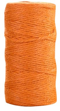100 m Juteschnur für Bastelarbeiten, Gartenschnur, Geschenkverpackung, Bindfaden, Floristikseil, Wandbehang, Blumenarrangement, Orange