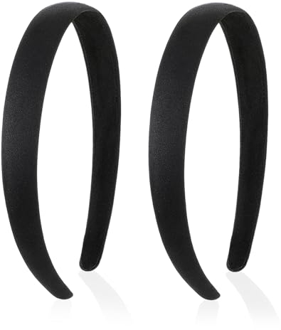 2 Stück Gepolsterte Einfaches Stirnband Rutschfestes Haarband Haarreifen Hartes Kunststoff-Kopfband Mode Bequeme Stirnbänder Einfarbig Gedehnt Kopfbedeckung Retro Dünne Haarbänder für Frauen Mädchen