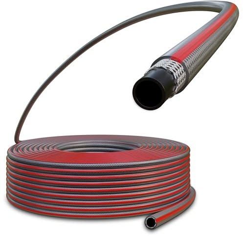 Poppstar PVC trädgårdsslang 50m, 19mm innerdiameter 23mm ytterdiameter (3/4 tum), arbetstryck max. 7 bar, flexibel vattenslang för trädgården