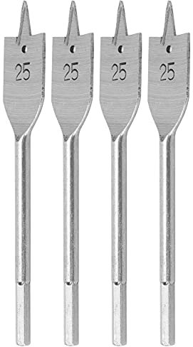 , Flache Holzbohrer, 4-teiliges Set, Hartstahl Zum Bohren in der Holzbearbeitung, Ersatz 25 Mm mit Schneiddorn-Design, Genaue Positionierung
