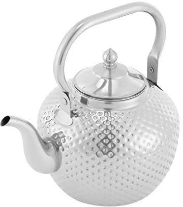 Tetera moderna de 2 litros de acero inoxidable con filtro de 23 x 11,8 x 22,5 cm, tetera de inducción, adecuada para hogares, restaurantes, campings y una variedad de otros lugares (plata)