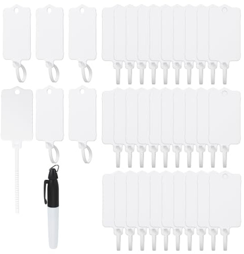 PATIKIL Plastetiketter 15,5 cm x 3,7 cm, 50 st tomma vattentäta fraktetiketter säkerhetstätningar skrivbara hängande etiketter slipsar med markörpenna för märkning av bagage logistik, vit