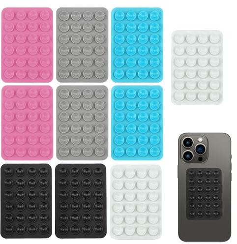 10PCS Suction Phone Holder, Silicone Sticky Grips, 5 Colors | Universal Smartphone Mount, Non-Slip Wall & Glass Adhesive, Suction Cup for Walls, Glass, Tiles