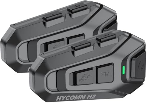 HYCOMM H2 Motorcycle Bluetooth Headset, 2-Way Helmet Intercom with One-Click Pairing, 35H Battery & IP67 Waterproof, DSP CVC Noise Canceling Speakers, Voice Assistant, FM Radio (2 Pack)