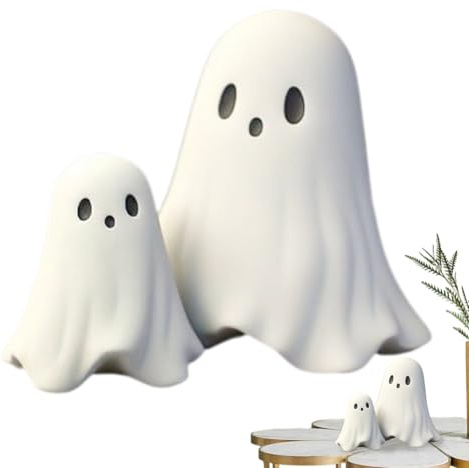 Genérico Fantasma de Halloween, Figura Decorativa Pequeña De Fantasmas Halloween, Escultura Decorativa De Resina para Hogar Oficina Estante Escritorio Fiesta Vacacional Mesa