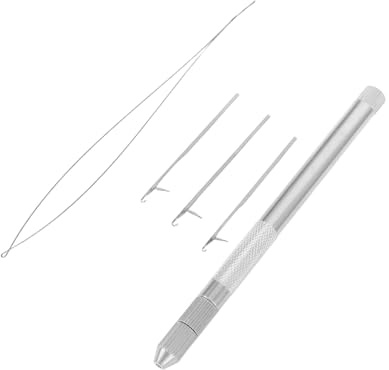 ARTSEWPLY Häkelnadel Für Haarverlängerungen Satz Aluminium Silber Dreadlocks Haarperlen Auffädel Werkzeug Glatte Nadel Für Haarstyling Zuhause Und Salon
