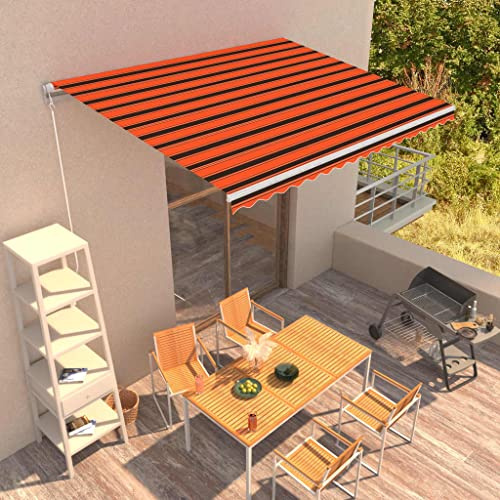 Brise Vue Retractable, Auvent Manuel rétractable 400x300 cm Orange et Marron, Brise Vue Balcon pour Balcon, terrasse et Jardin