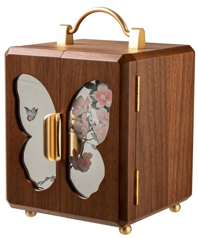 Pevfeciy Schmuckkästchen Groß Holz, 4-lagiger Schmuck Organizer, Elegante Schmuckschatulle mit Samt-Fächern, Schmuckaufbewahrung für Frauen