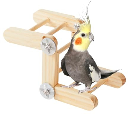Generisch Vogelleiter Aus Holz, Verstellbar Naturholz Kletterspielzeug Für Papageien Hamster Andere Vögel Käfig Voliere Innen Außen Balkon Terrasse Fenster Patio