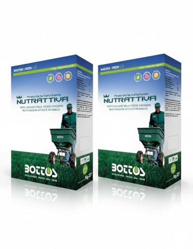 Bottos Nutrattiva Concime Granulare Naturale per Prato, Micro Granuli, 2 Confezioni da 2,7 kg, Totale 5,4 kg