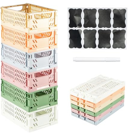 ARATERVIO Faltbox Set Aufbewahrungsboxen aus stabilem Kunststoff, Klappbare Organisationskörbe mit Griffen, Stapelbare Aufbewahrungskörbe für Küche, Bad, Büro (6 Stück)