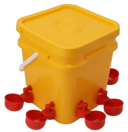ERYUE Automatische Hühnertränke mit 12-Liter-Handfass, Langlebige Geflügeltränkeausrüstung für Gänse-Enten, Schwerkraft-Bewässerungssystem für Sauberes Wasser, Geeignet Hühner, Enten, Vögel, (Eimer