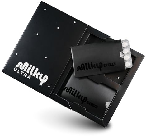 Milky Ultra Lactose Intolerance Pills - 21,000 FCC - Extra Strength Dairy Relief for Lactose Intolerance - Lactase Enzyme Tablets - Portable Credit Card Sleeves (48 Count - Black Hole)