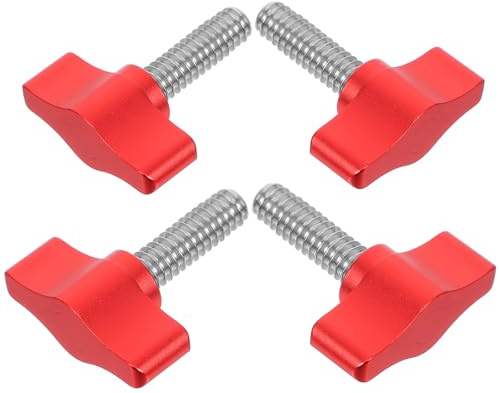 Beaupretty 4pcs 1/4x20.4 Threaded Thumb Screws Clamp Knobs with Red Aluminum T-Handle for Camera Tripod Fastening and Mounting in Photography Equipment