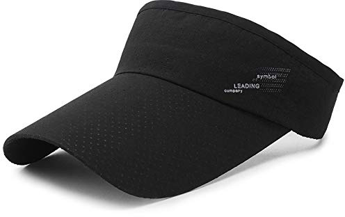 haetair Sports Sun Visor Hat - Quick Dry Breathable Mesh Running Cap Summer Sun Protection Open Top Lightweight Visor Cap Adjustable (Black)