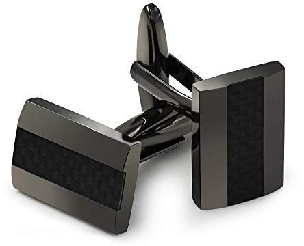 Mr.Van Manschettenknöpfe Herren, Handcrafted Kohlefaser Schwarz Cufflinks für Hemd Hochzeit Festival Geburtstag Geschenk Tanzparty (Schwarz)
