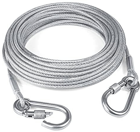 Tresbro Sistema de Trineo Con Correa Para Cable Para Atar a Los Perros, Cadena de Corredor de Amarre de 50 Pies / 15 Metros para Perros de Hasta 250 Libras