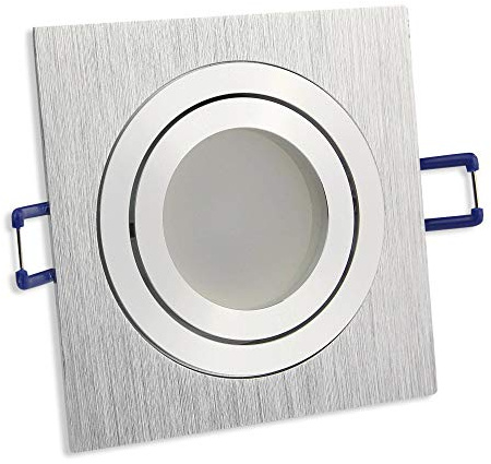 LED Einbaustrahler silber - eckig 5 Watt warmweiß 12V - MR16 Einbauleuchten schwenkbar 80mm Bohrloch - Einbau-Spot Decken-Strahler Deckeneinbaustrahler Deckenspot Deckeneinbauleuchte