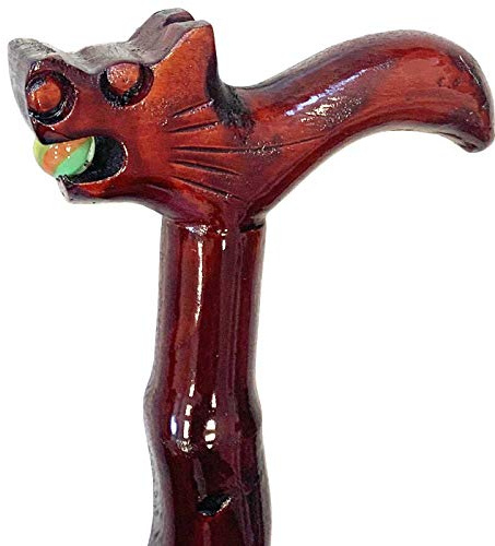 Canne en bois avec manche tête de dragon