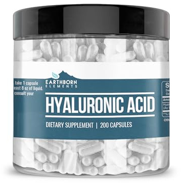 Earthborn Elements Hyaluronic Acid 200 Capsules, Pure & Undiluted, No Additives