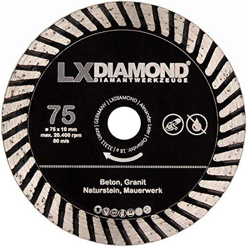 LXDIAMOND Diamant-Trennscheibe 75mm x 10mm Premium Diamantscheibe für Beton Granit Naturstein Mauerwerk passend für Akku Winkelschleifer 76mm