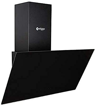 Wiggo Campana extractora de 60 cm, sin cabeza, con recirculación de aire, 300 m³/h, pantalla táctil LED, 3 niveles, filtro de grasa y 2 filtros carbón, campana extractora con frontal de cristal, negro