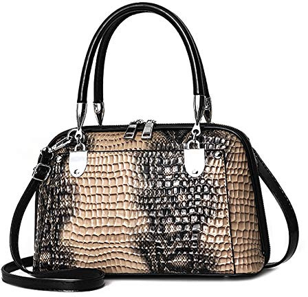 NICOLE & DORIS Retro Handtasche für Frauen Schultertaschen Klassische Krokodil Umhängetasche PU Leder Henkeltasche Shopper Tasche