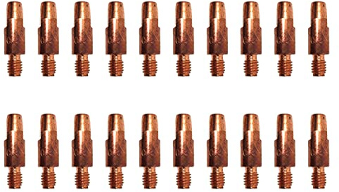 ELCAN 20 Puntas de contacto de cobre M6x28x8mm para antorcha 25ak de 0.8/1.0/1.2. Consumibles y accesorios pistola soldar. Boquillas para torcha soldadura hilo mig mag de 0,8mm