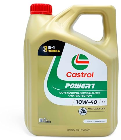 Huiles moteur 4 temps 10w40 lubrifiant Castrol Power1 4T 10W-40 avec porte-clés tire-bouchon 4lt