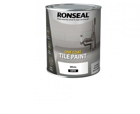 RONSEAL | One Coat Tile Paint White Gloss | 750ml | 37675 | High-adhesion formulation for ceramic substrates, providing durable high-sheen coverage in moisture-prone areas.