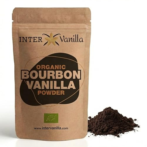 InterVanilla Bio Bourbon Vanillepulver 100g | Vanille Pulver gemahlen. Vanilla Powder aus Madagaskar. Gemahlen ohne Zusätze
