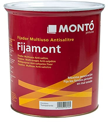 Montó Fijamont. Imprimación Fijadora al Disolvente Transparente de Máxima Penetración en Soportes Porosos, Pintados o de Obra Nueva, Antihumedad. (4L)