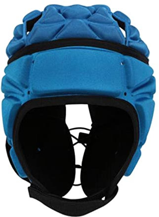Perfeclan Kinder Rugby Helm, Gepolsterte Kopfbedeckung, Ultraleichter Schutzhelm, Fußball Scrum Cap, Blue, 51cm