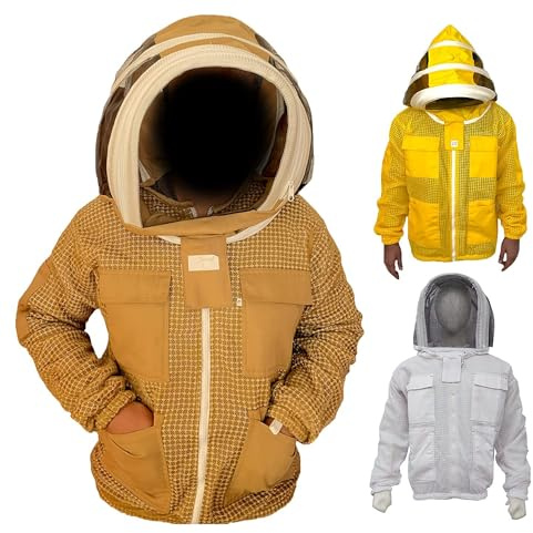 Urbansbee Giacca Professionale per Apicoltura 3 Strati - Cappello Modellato e Ventilato, Tuta Protettiva Anti-Ape Apicoltori, Camiciotto Beekeeping Giardinieri/Lavoratori Esterni, Taglie Disponibili
