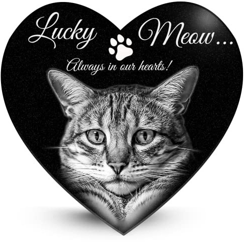ADFSTONE Piedra Conmemorativa En Forma de corazón para Mascotas, Piedras Decorativas,Granito grabada,Medida Conmemorativa Mascotas, Marcador de Tumba para Perros, Mascotas