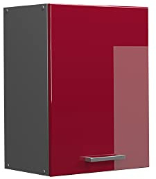 Vicco Hängeschrank R-Line, Rot Hochglanz, 45 cm | 1 Tür · 1 Einlegeboden · Tiefe – 31 cm · ✓ Frei kombinierbar · ✓ Praktischer Stauraum