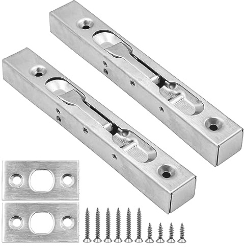 Lot de 2 serrures de porte ZONADAH avec goujon affleurant (1 paire), Verrou de sécurité caché avec effet de levier, loquet coulissant en acier inoxydable brossé - 15 cm de longueur