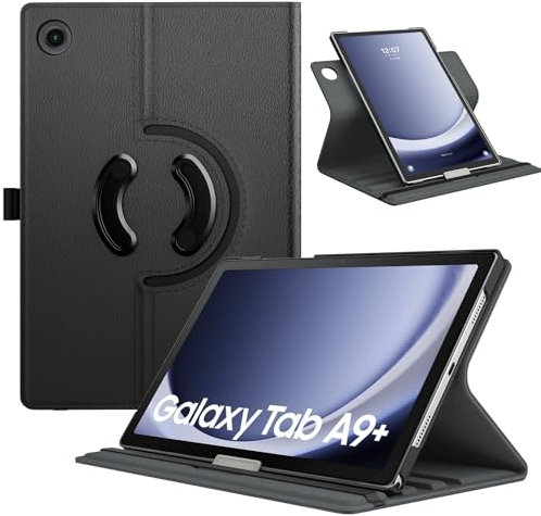 TiMOVO Custodia Rotante Compatibile con Samsung Galaxy Tab A9+/A9 Plus 11 2023 SM-X210/X216/X218, 90 Gradi di Rotazione, Supporta Auto Sveglia/Sonno per Galaxy Tab A9+ Tablet, Nero