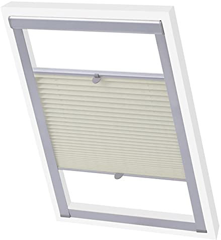 Plissee Cremeweiß UK08, JUNZAI Dachfenster Rollo, Sichtschutz Fenster, Fensterrollo, Verdunklungsplissee, Plissee Verdunklung, Plisseerollo
