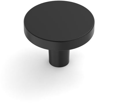 Amerdeco Lot de 10 Boutons de Meuble Ronds Noirs - Poignées pour Porte de Cuisine et Placard UK0065