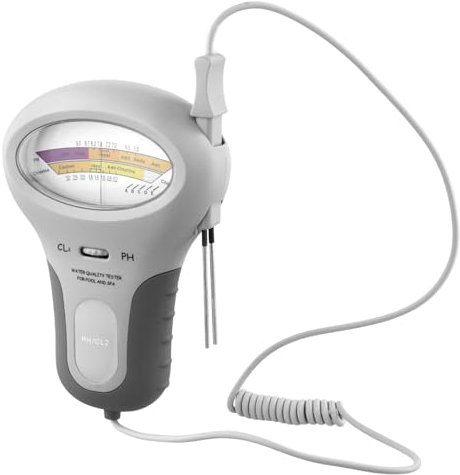 QWORK® Schwimmbad Chlor und PH Messgerät, Poolwassertestgerät, Wassertester mit großem Bildschirm, für Pool und Spa