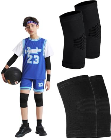 JEXOWIQ Ellbogenschützer + Knieschützer, Kinder Kniebandage Kinder Kniebandage Atmungsaktive Elastische Weiche Knieschützer für Kinder Kind Mädchen Jungen Teenager Basketball Volleyball Sport