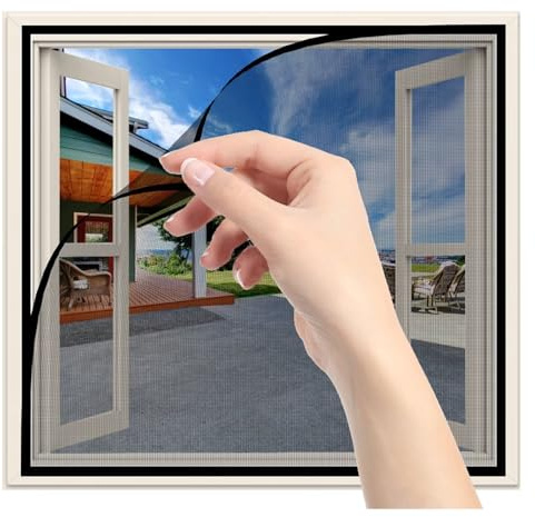 Cortina Negro W100 x H190cm Malla mosquitera para Ventanas,Malla antimosquitos Adhesiva,Tela mosquiteras de Ventanas,Malla Anti-Insectos