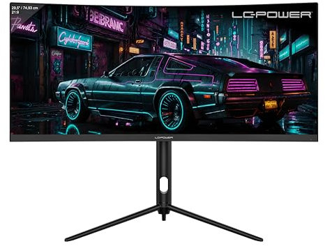 LC-POWER 30 Zoll Ultra WFHD Curved Gaming Monitor, 2560x 1080, 200 Hz, 1 ms MPRT, 1500R, 21:9, VA Panel, FreeSync, DP/HDMI, Schwarz
