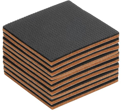 sourcing map 10 Pcs Felt & EVA Furniture Pads, 3 (75mm) Square Furniture Feet Wood Floor Protectors Self Adhesive for Protecting Hardwood Floors, Table Legs and Chair Legs, Brown+Black