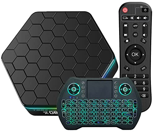 Android TV Box 12.0, Android Box 4GB RAM 64GB ROM H618 Quad-core TV Box Android 2025 Supporta 4K 6K WiFi6 2.4G/5G Dual WiFi BT 5.0 100M Ethernet 3D HDR10 H.265 con mini tastiera