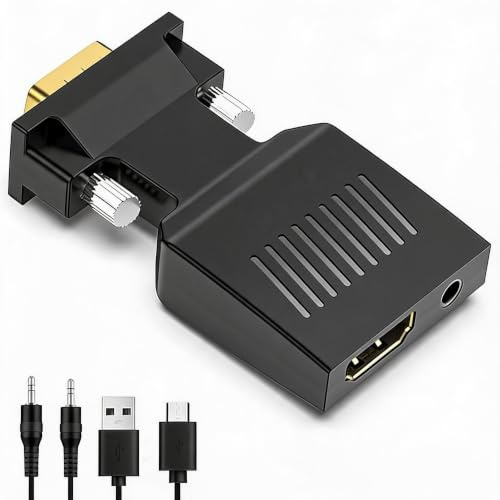 Convertidor VGA a HDMI, Adaptador Activo VGA a Hembra HDMI 1080P 60Hz para Computadora Portátil