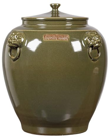 YVYKFZD Ceramic Rice Bucket With Lid, Chinese Rice Container Ceramic Rice Cylinder, Sealed Food Storage Container Rice Jar, Retro Rice Storage Box Grain Dispenser, for Flour, Corn, Tea(50KG)